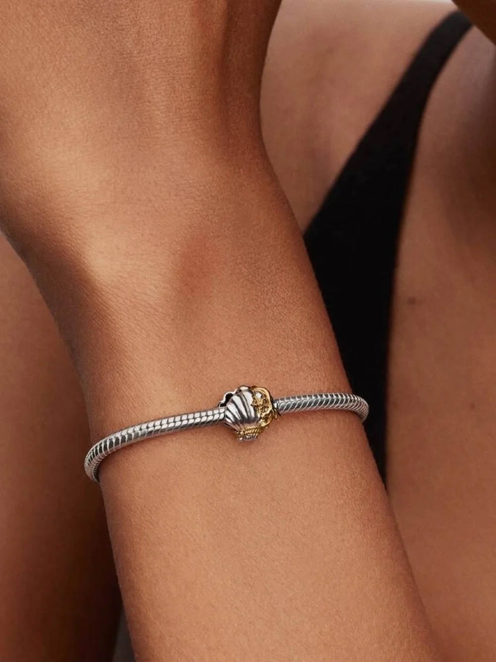 Pandora Two-Tone Shell Charm Bracelet - Silver and Gold
